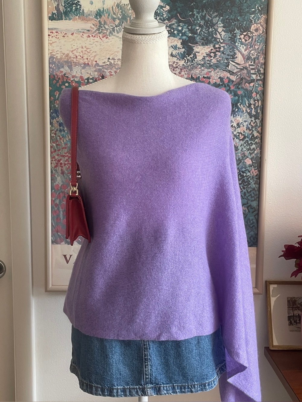 Alashan Poncho One Size Lavender Purple Cashmere Old Money Knit Quiet Luxury